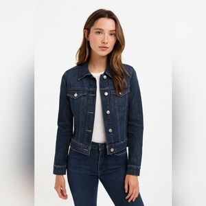 Paige Vermont Denim Trucker Jacket Dark Wash Blue Jean 2165645-382 Women's Small
